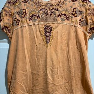 Sundance Orange Embroidered Blouse